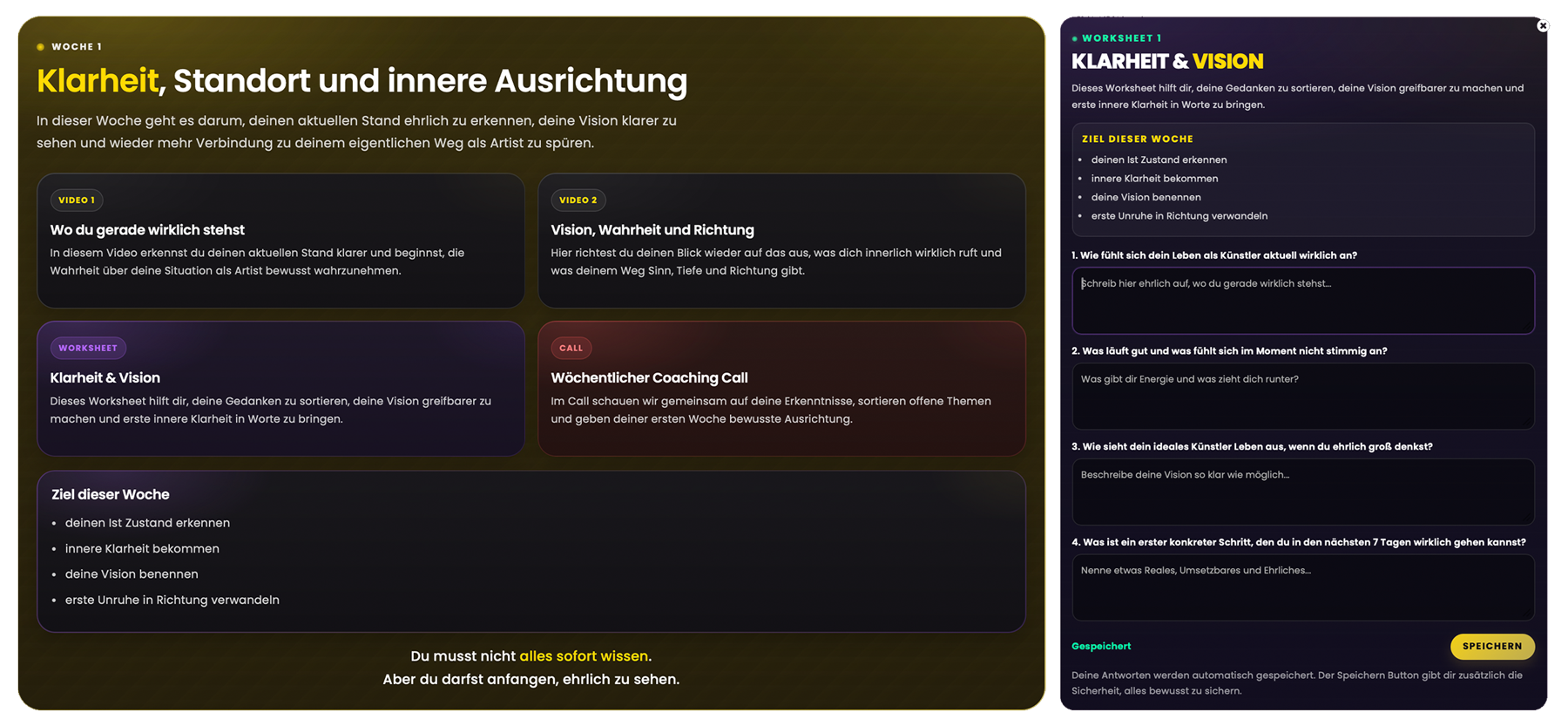 Creative Business Coaching Woche 1 Einblick